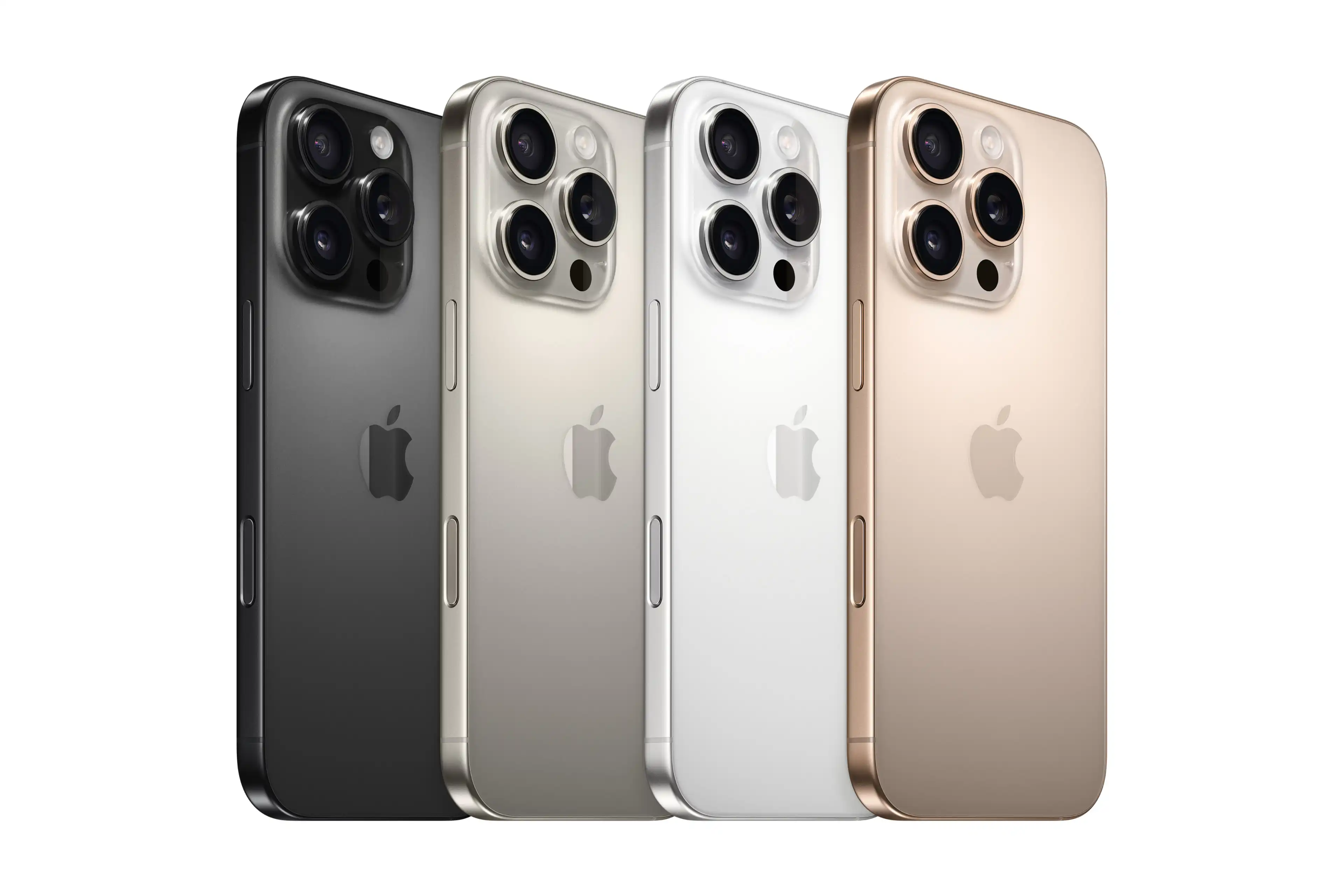 iPhone 16 Pro nas cores preto, titânio natural, branco e desert